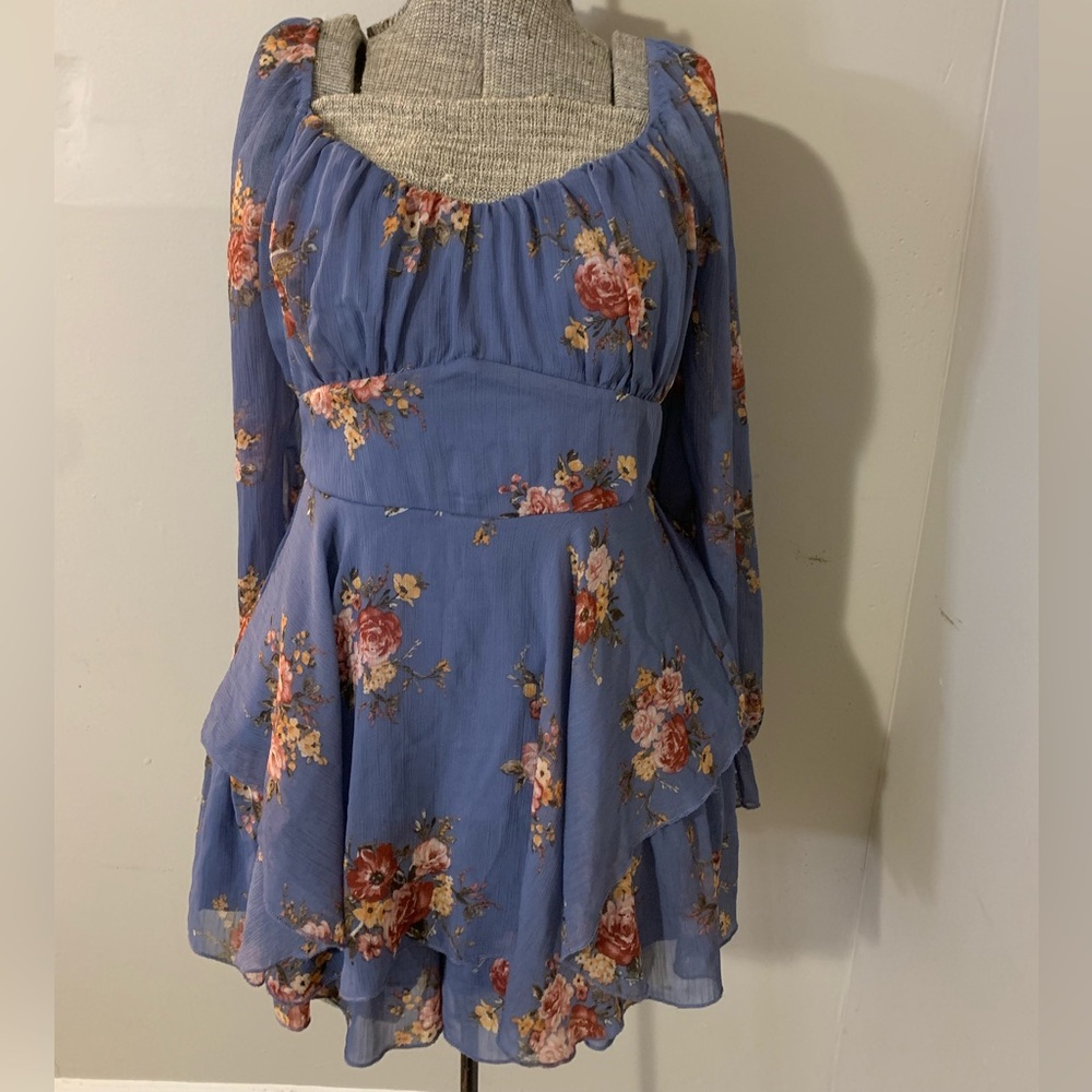 Inspired Hearts Blue Floral Romper